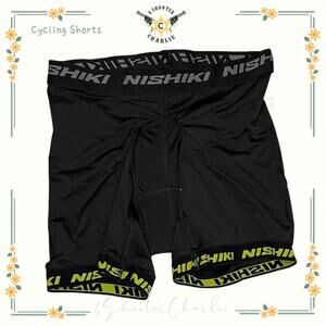 Nishiki Mens Black Cycling Pull On Shorts Size Medium Padded
